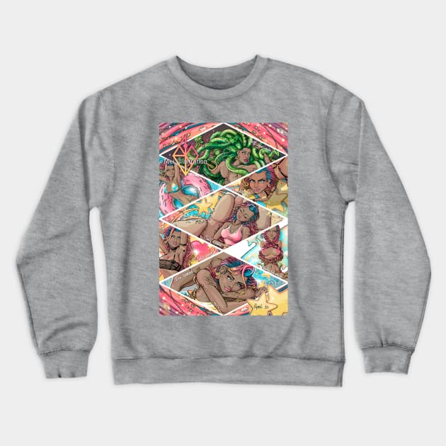 compilation of my late pinup's Crewneck Sweatshirt by Mei.illustration